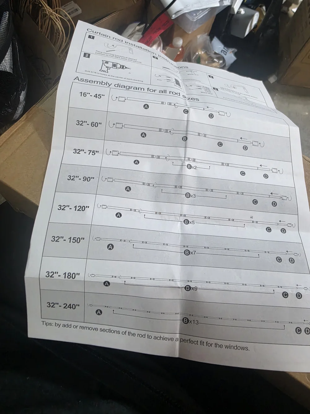 Curtain Rod Assembly Instructions Sheet - White
